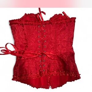 Elegant Red Lace-Up Corset